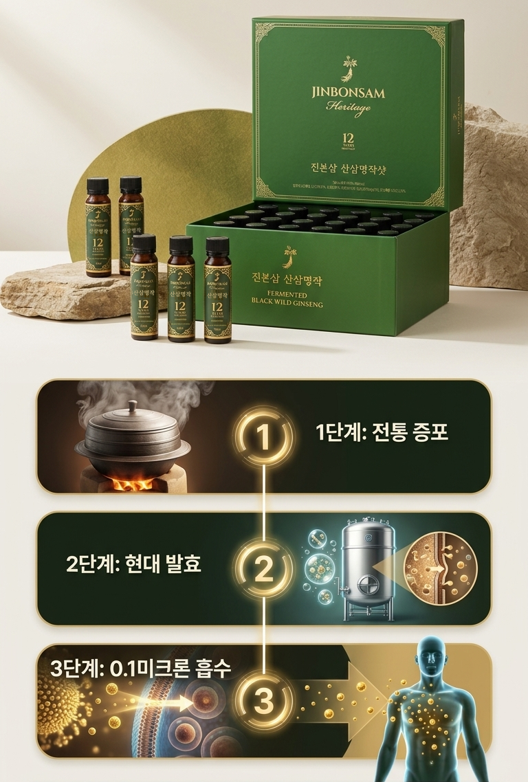 진본삼 산삼명작 샷 — 12년근 산양산삼 발효 드링크